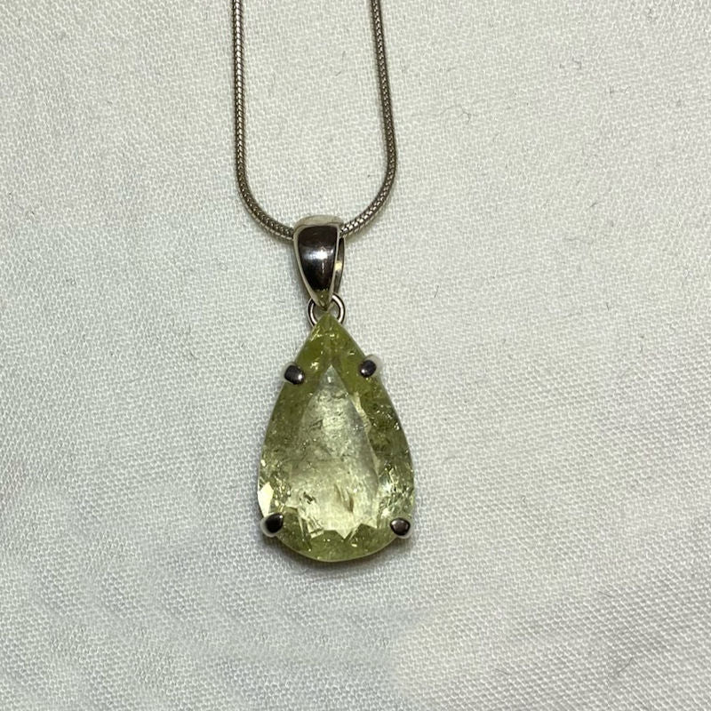 Faceted Teardrop Heliodor Pendant