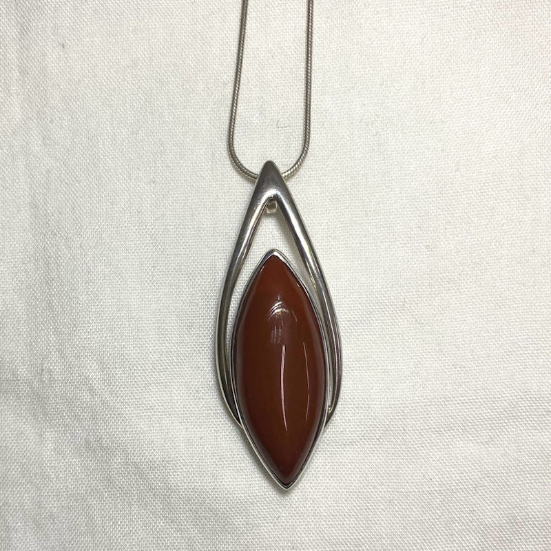 Marquese Red Jasper Ornate Sterling Silver Pendant