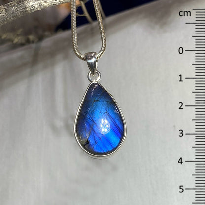 Teardrop Blue Flash Labradorite Pendant