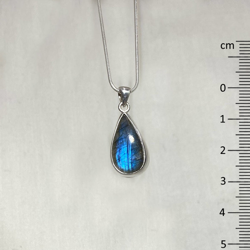 Blue Flash Teardrop Labradorite Pendant