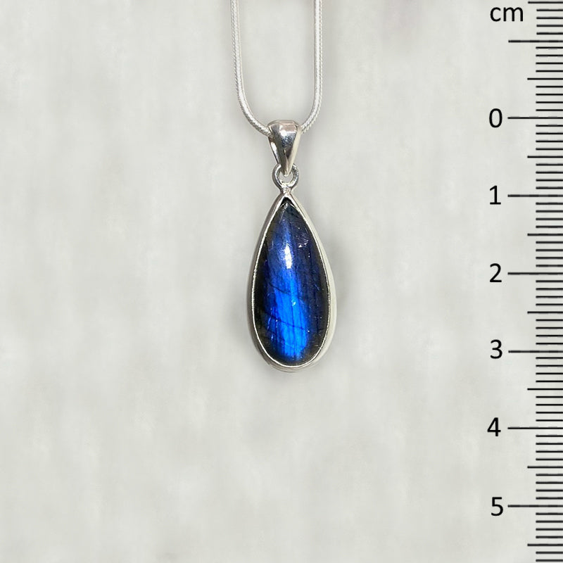 Teardrop Blue Flash Labradorite Pendant