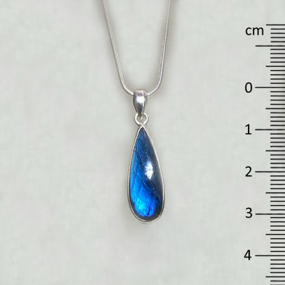 Teardrop Blue Flash Labradorite Pendant