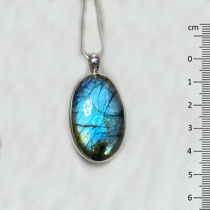 Oval Blue Flash Labradorite Pendant