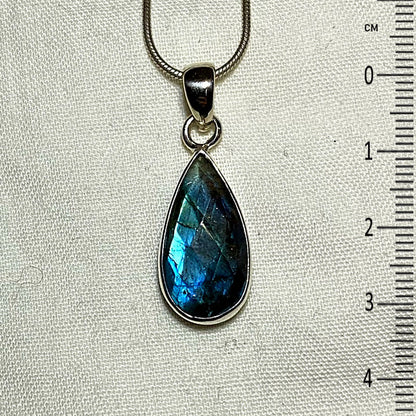 Faceted Teardrop Labradorite Pendant