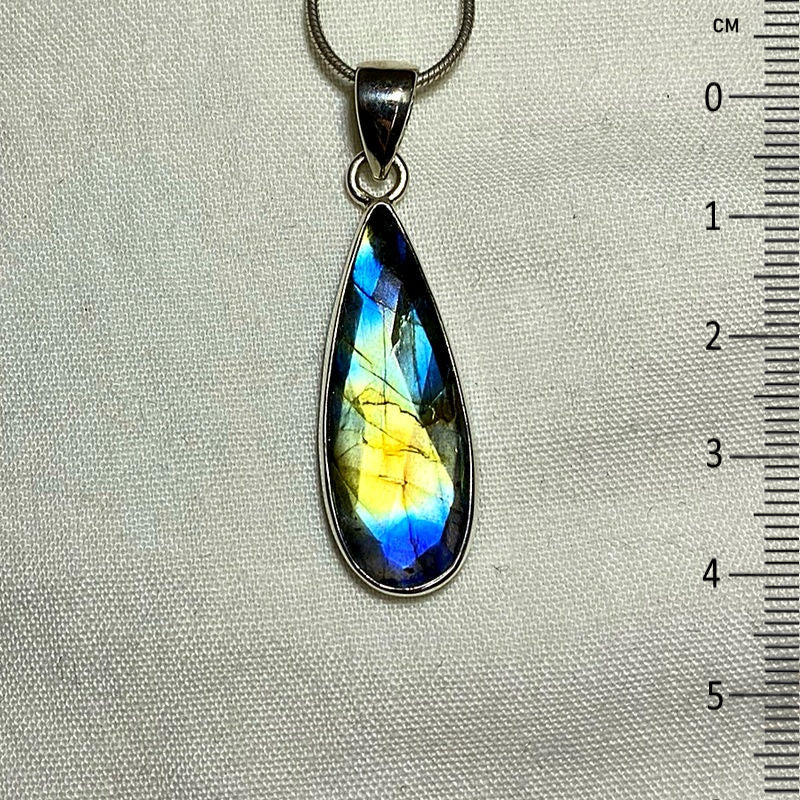 Faceted Teardrop Labradorite Pendant