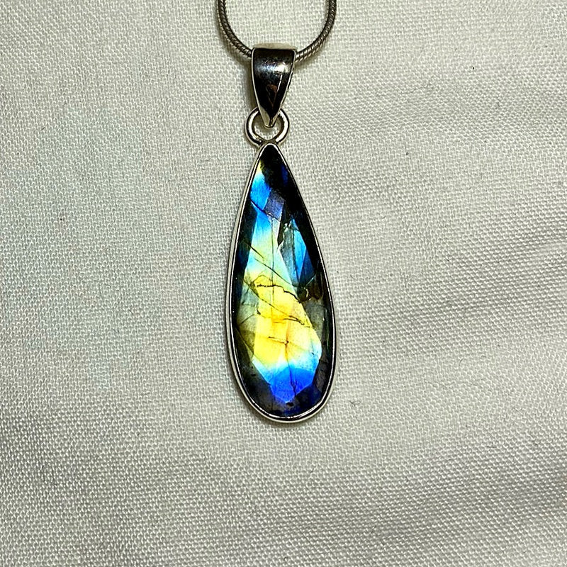 Faceted Teardrop Labradorite Pendant