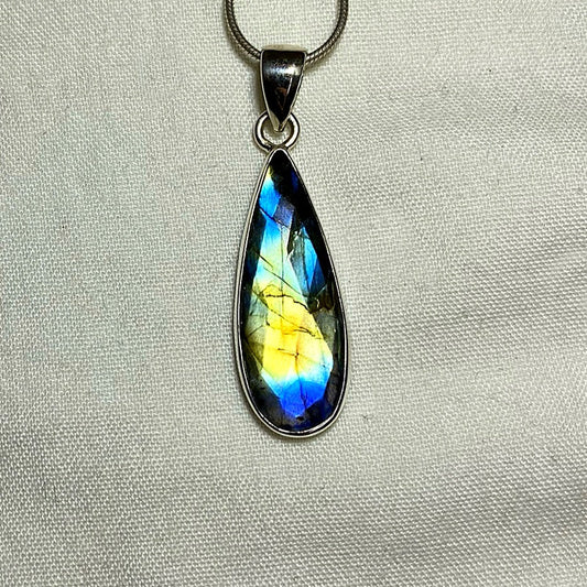 Faceted Teardrop Labradorite Pendant