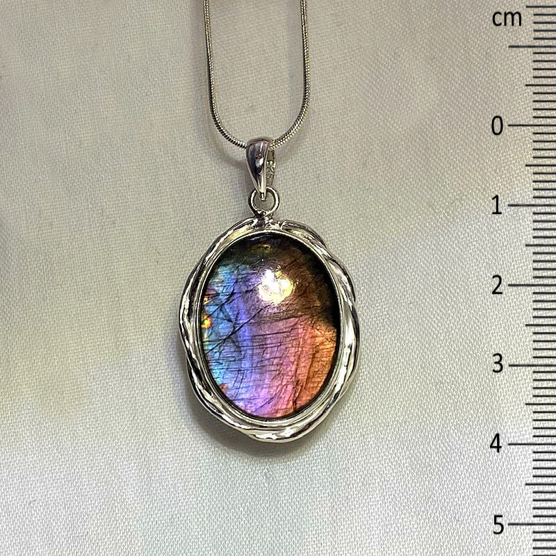 Oval Labradorite Ornate Sterling Silver Pendant