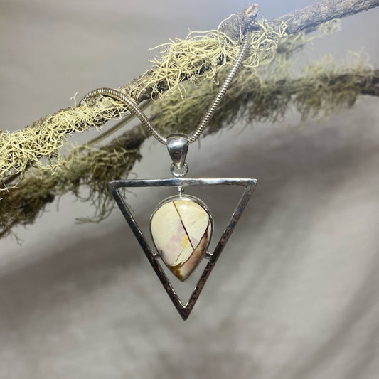 Triangle Sterling Silver Pear Shaped Brecciated Mookaite Pendant