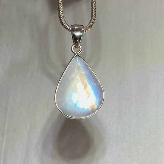 Teardrop Rainbow Moonstone Pendant