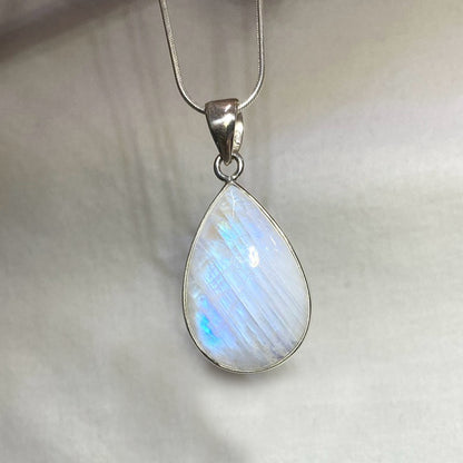 Teardrop Rainbow Moonstone Pendant