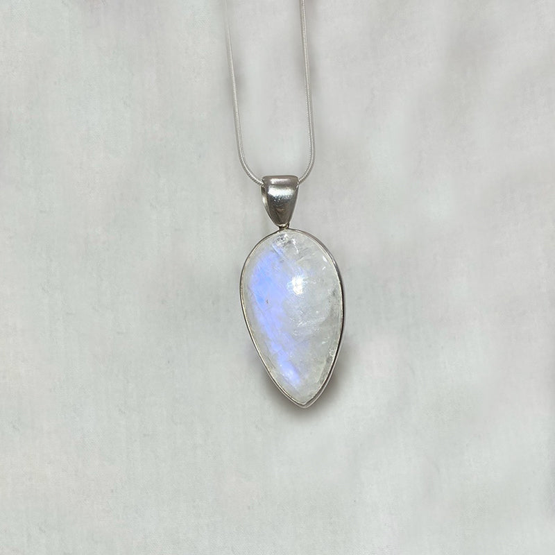 Pear Shaped Rainbow Moonstone Pendant