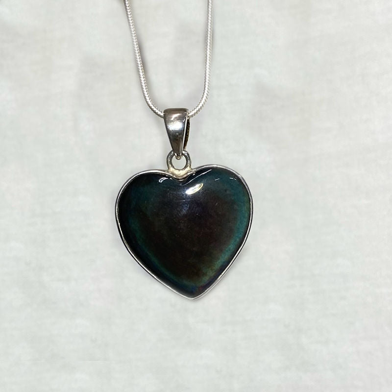 Heart Shaped Rainbow Obsidian Pendant