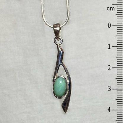 Oval Blue Opal Fossil Wood Ornate Sterling Silver Pendant