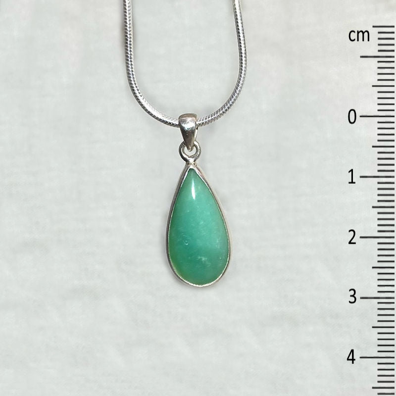 Teardrop Blue Opal Fossil Wood Pendant