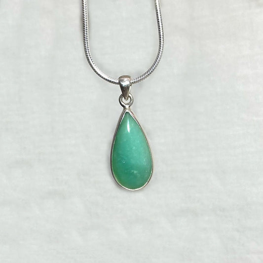 Teardrop Blue Opal Fossil Wood Pendant