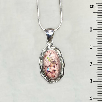 Oval Mexican Fire Opal Ornate Sterling Silver Pendant