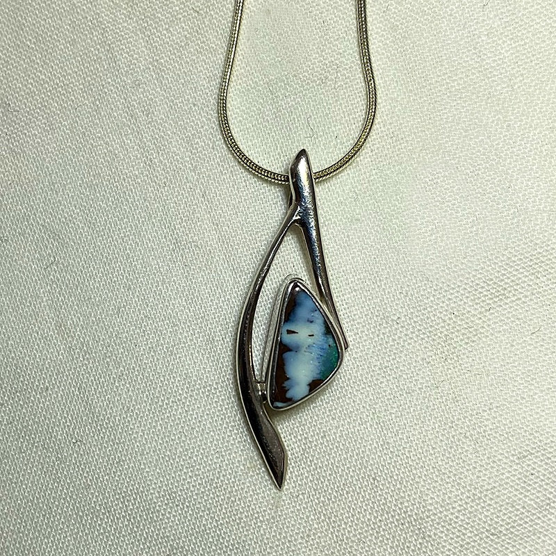 Freeform Opal Ornate Sterling Silver Pendant