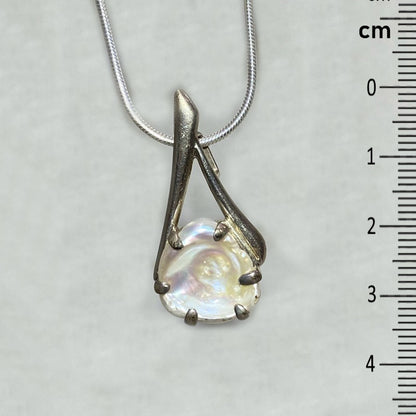 Ornate Sterling Silver Keshi Pearl Pendant
