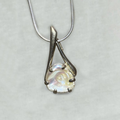 Ornate Sterling Silver Keshi Pearl Pendant