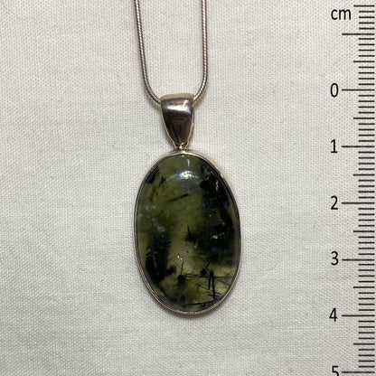 Oval Prehnite with Epidote Pendant