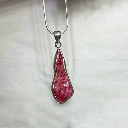 Freeform Raw Rhodonite Pendant