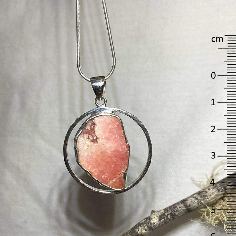 Freeform Rhodocrosite Ornate Sterling Silver Pendant