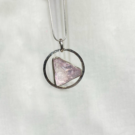 Freeform Raw Rose Quartz Pendant