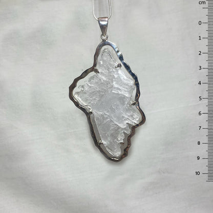 Natural Selenite Ornate Sterling Silver Pendant