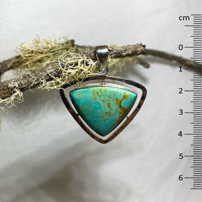 Triangle Ornate Silver Turquoise Pendant