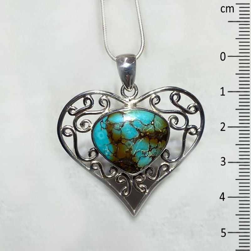 Turquoise Sterling Silver Heart Pendant