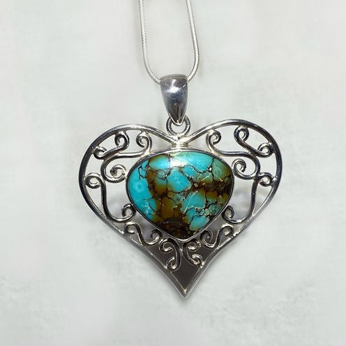 Turquoise Sterling Silver Heart Pendant