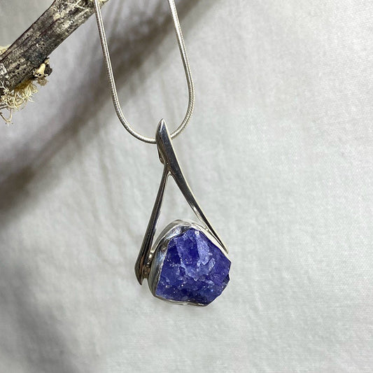 Ornate Sterling Silver Raw Tanzanite Pendant