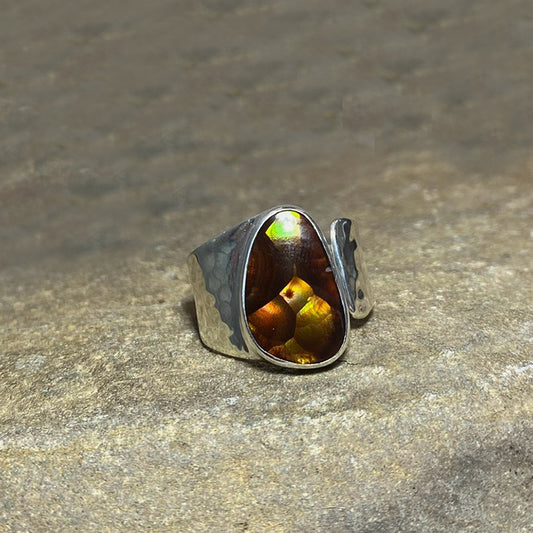 Freeform Mexican Fire Agate Ring- Size 9