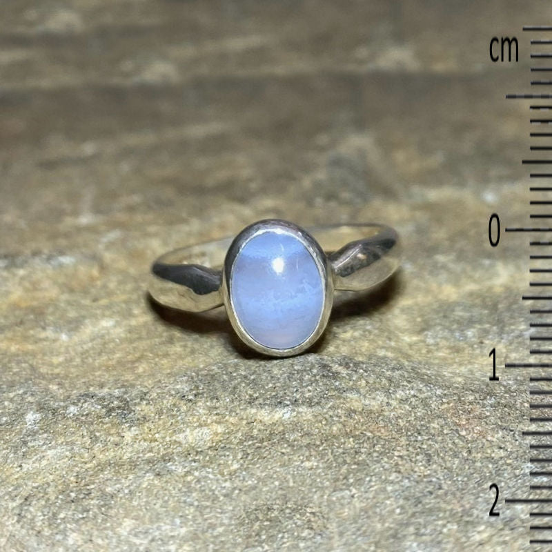 Oval Blue Lace Agate Ring- Size 8