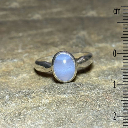 Oval Blue Lace Agate Ring- Size 8
