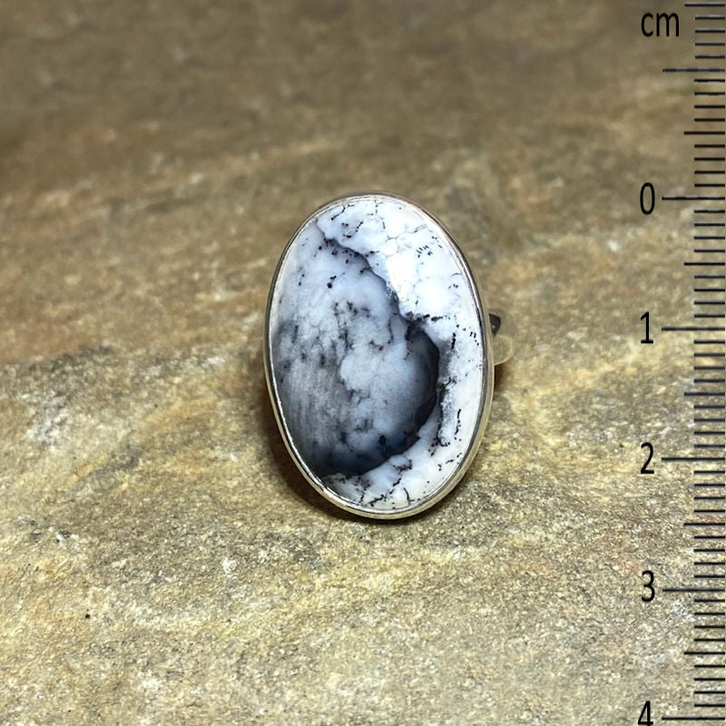 Oval Dendritic Agate Ring- Size 7.5