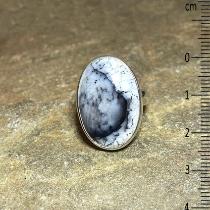 Oval Dendritic Agate Ring- Size 7.5