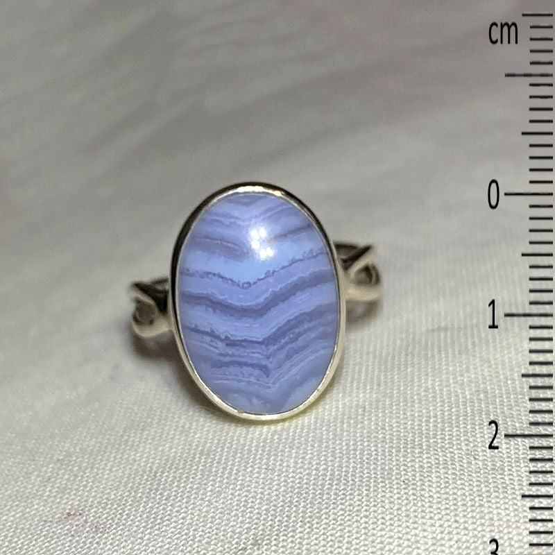 Oval Blue Lace Agate Ring- Size 9