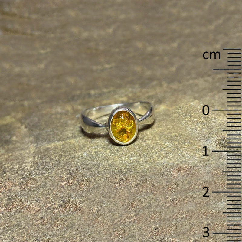 Oval Baltic Amber Ring- Size 8
