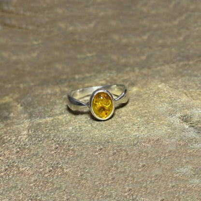 Oval Baltic Amber Ring- Size 8