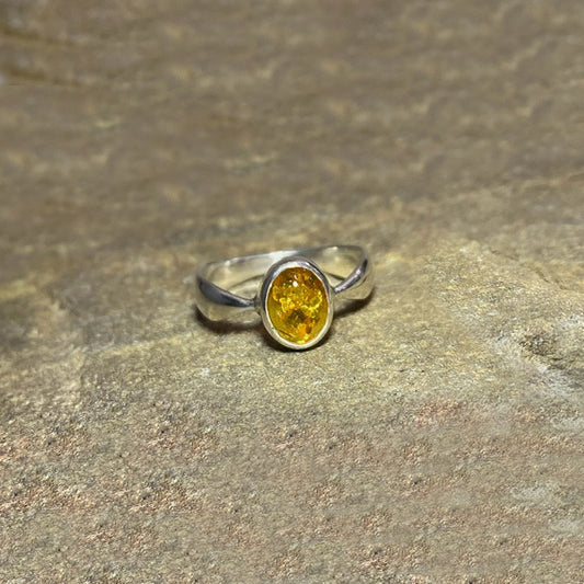 Oval Baltic Amber Ring- Size 8