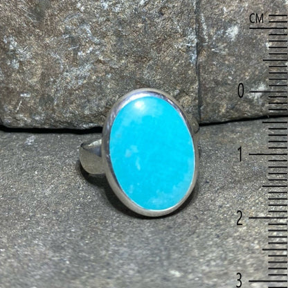 Sterling Silver Band Oval Amazonite Ring- Size 9