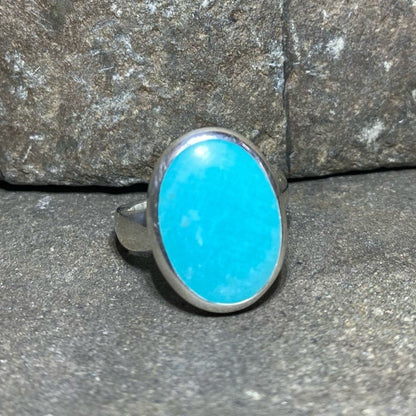 Sterling Silver Band Oval Amazonite Ring- Size 9