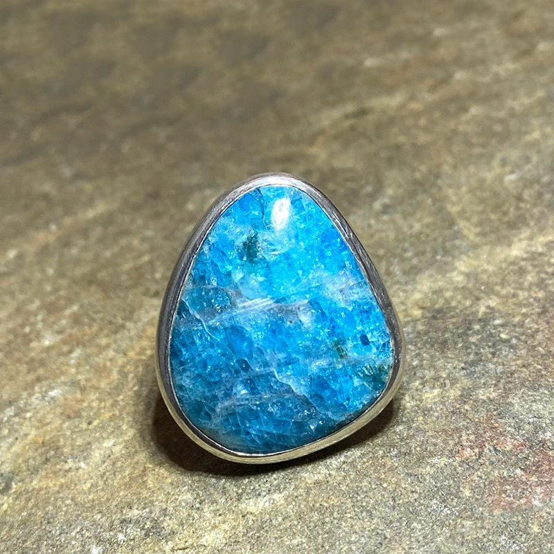 Freeform Blue Apatite Ring- Size 8.5
