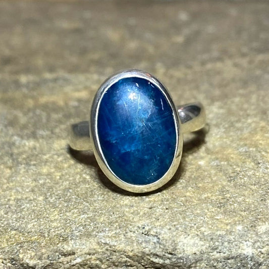 Oval Blue Apatite Ring- Size 7