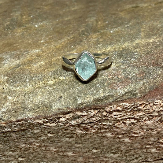 Raw Freeform Aquamarine Ring- Size 10