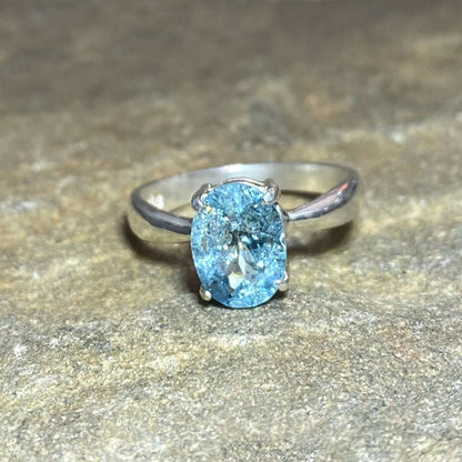 Faceted Oval Aquamarine Ring- Size 9
