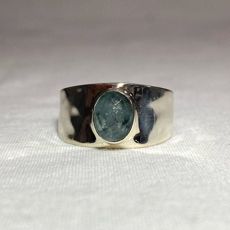 Faceted Oval Aquamarine Ring- Size 8