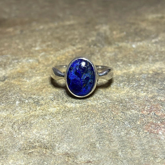 Oval Azurite Ring- Size 7.5